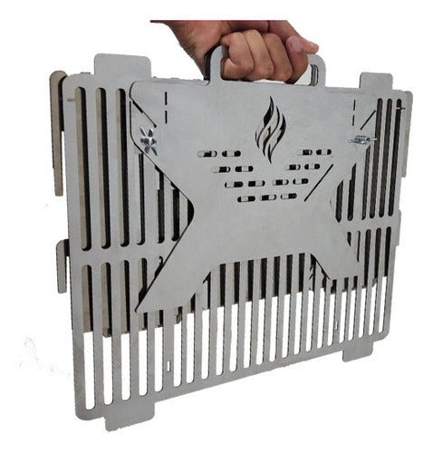 Churrasqueira 40cm Inox Portátil Desmontável Praia Camping